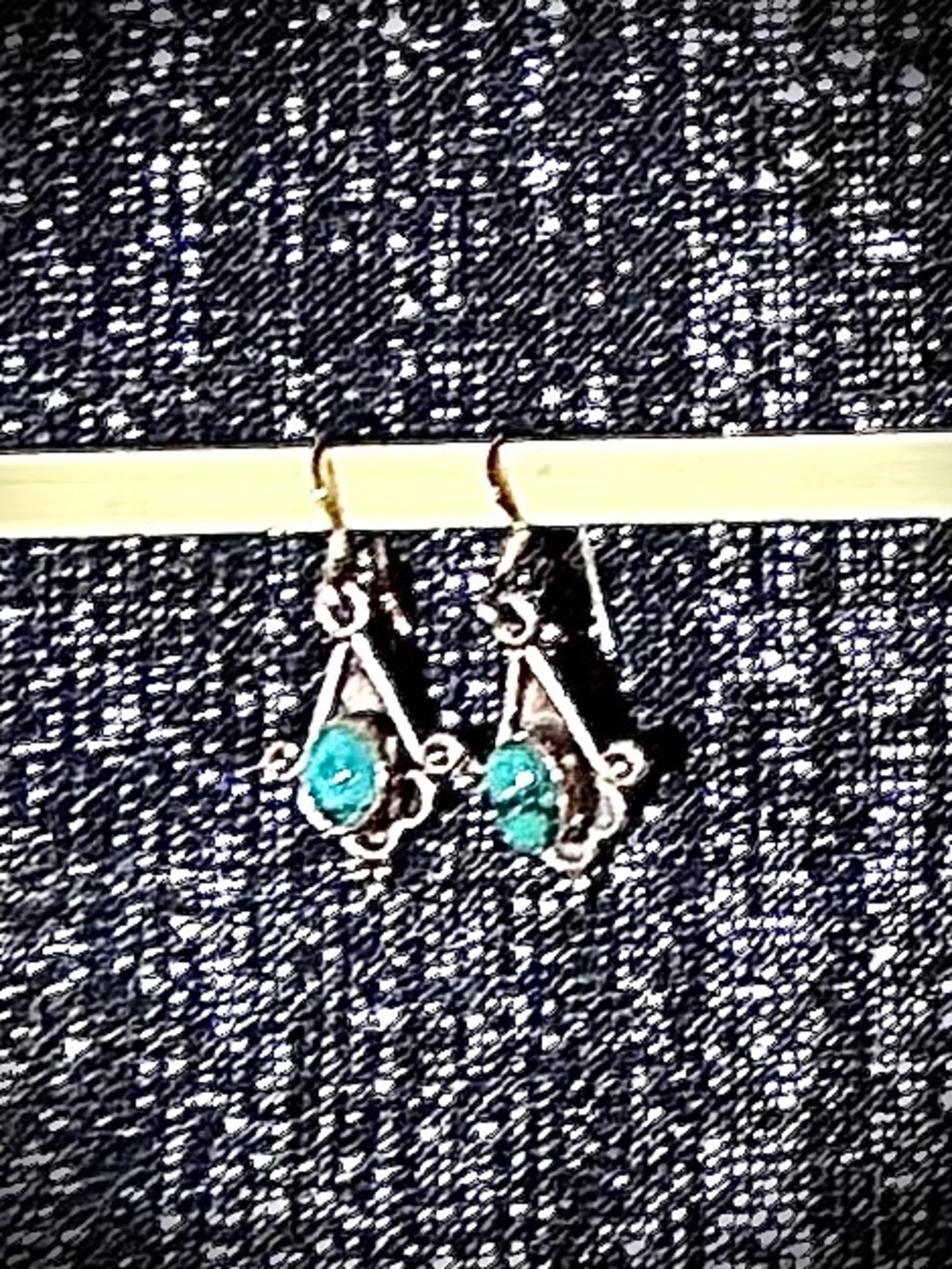 Genuine Turquoise and Sterling Silver Drop Dangle Earrings